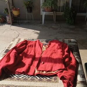 RED CAROLE LITTLE FOR SAINT TROPEZ WEST LINEN JACKET